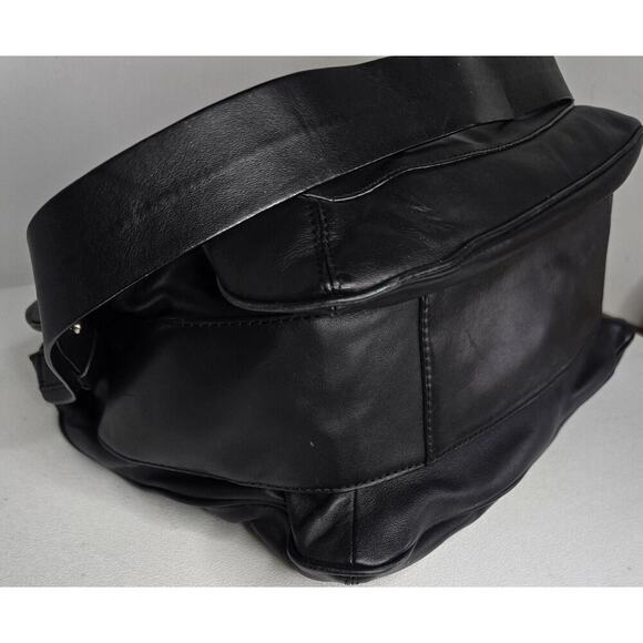 Antonio Melani Classic Black Leather Tote/Shoulder Bag Multi-Pocket - Picture 7 of 13